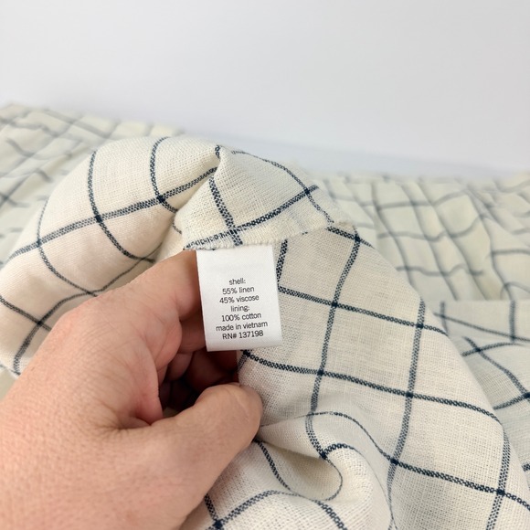 New SONOMA XL LINEN Pull On Button Up Lined White Navy Women's Hi Low Midi Skirt - Picture 10 of 12